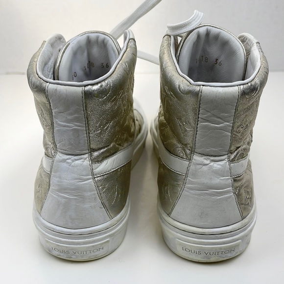 Louis Vuitton High Top Sneakers White and Silver gold Size EU 36 - Picture 6 of 12